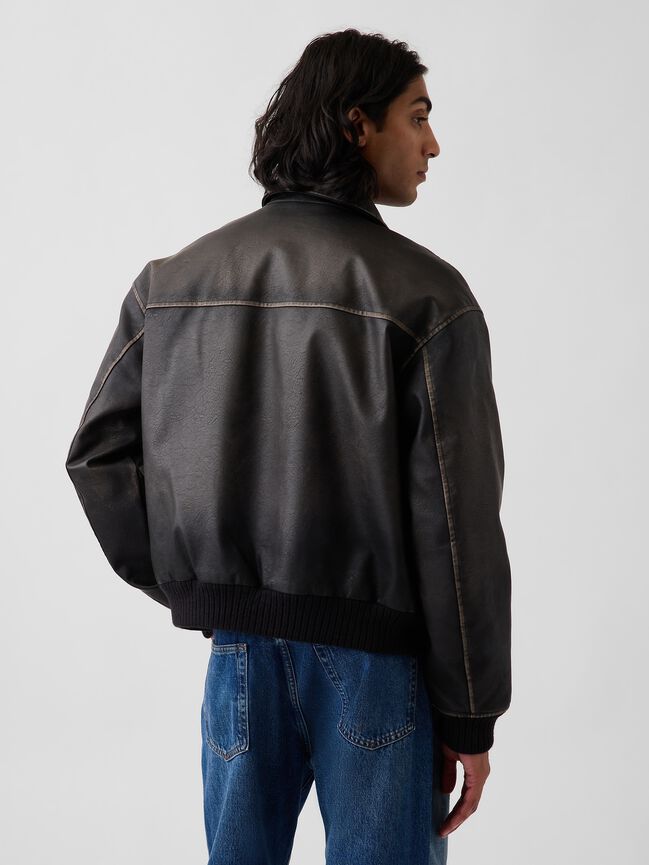 Recycled Vegan Leather Bomber Jacket gap recycled vegan leather bomber jacket