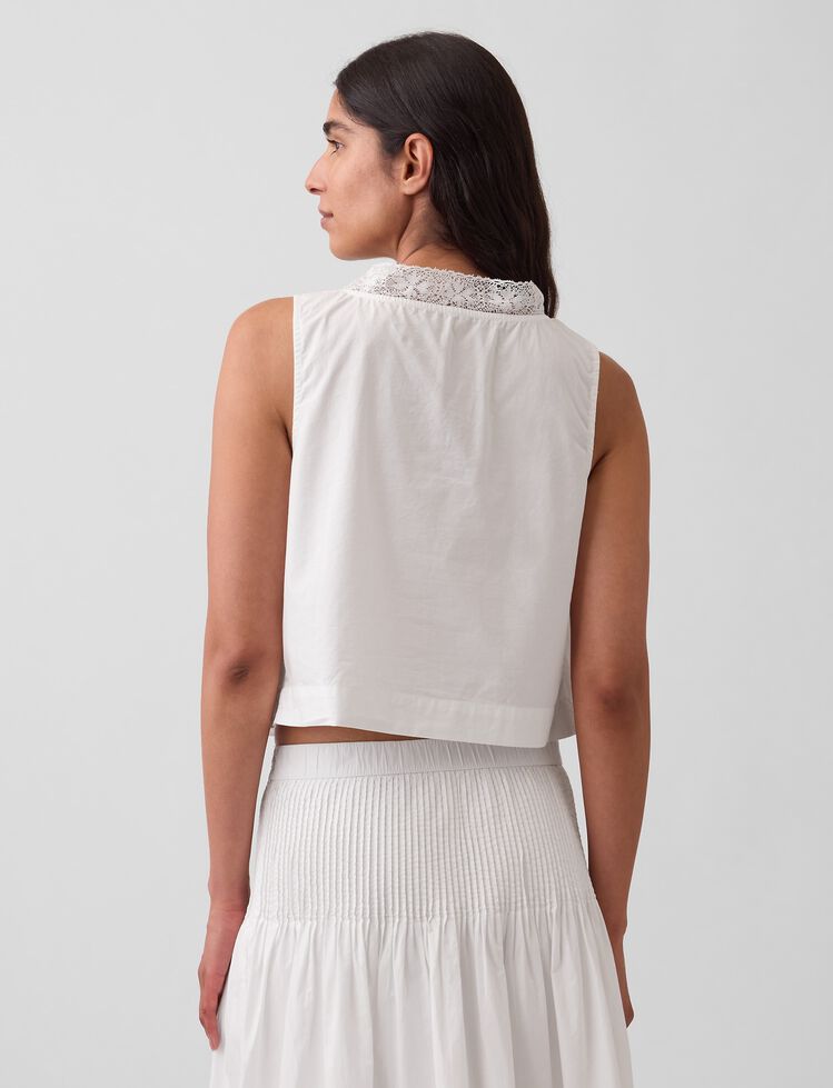 Poplin Pintuck Shell Top gap poplin pintuck shell top