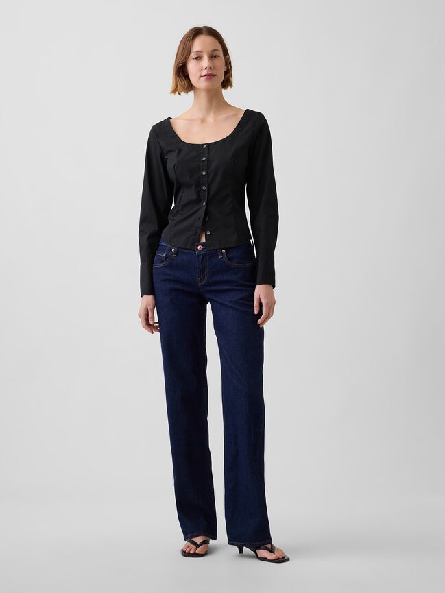Organic Cotton Poplin Scoop Neck Top gap organic cotton poplin scoop neck top