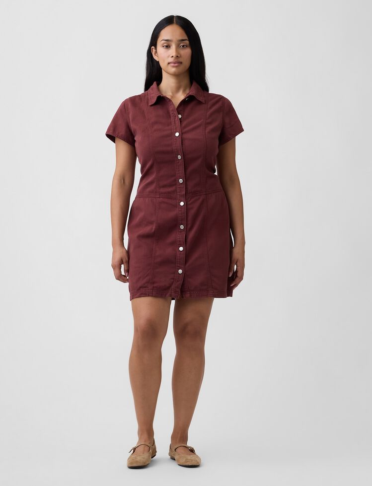 Denim Button-Front Mini Dress gap denim button front mini dress