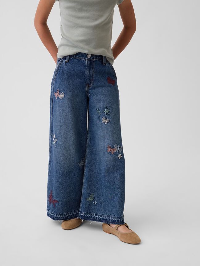Kids Low Rise Embroidered Baggy Jeans gap kids low rise embroidered baggy jeans