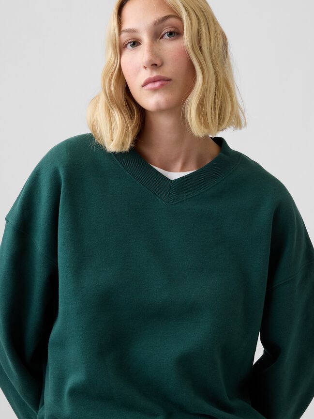 Oversized Wedge V-Neck Sweatshirt gap oversized wedge v neck sweatshirt