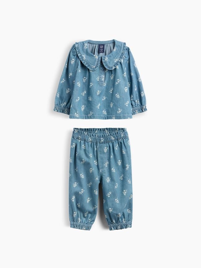 Baby Floral Denim Outfit Set gap baby floral denim outfit set