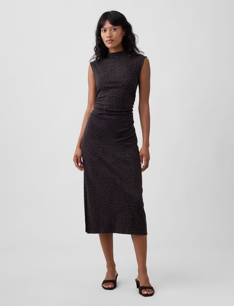 Modern Ribbed Sleeveless Mockneck Midi Dress gap modern ribbed sleeveless mockneck midi dress