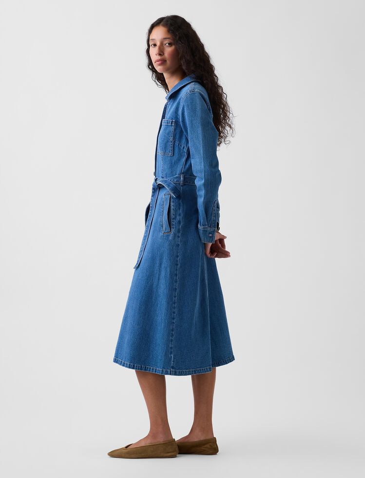 Denim Tie-Belt Midi Dress gap denim tie belt midi dress