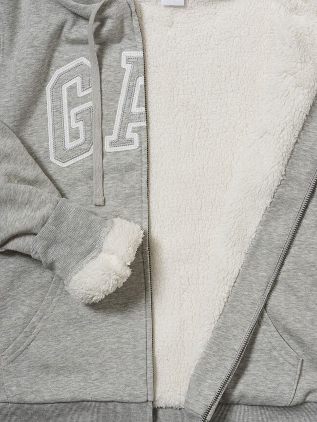 Relaxed Gap Logo Sherpa-Lined Zip Hoodie relaxed gap logo sherpa lined zip hoodie