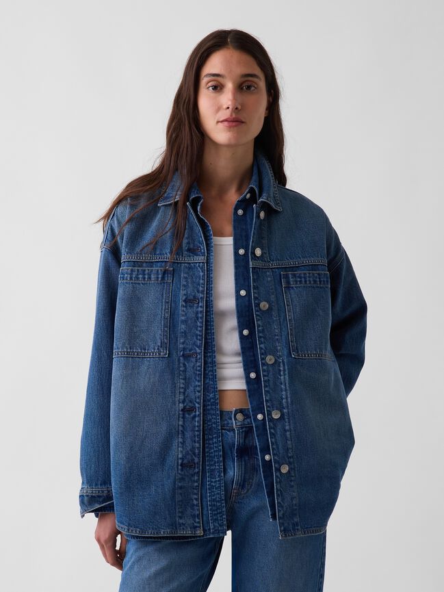 Denim Oversized Shirt Jacket gap denim oversized shirt jacket