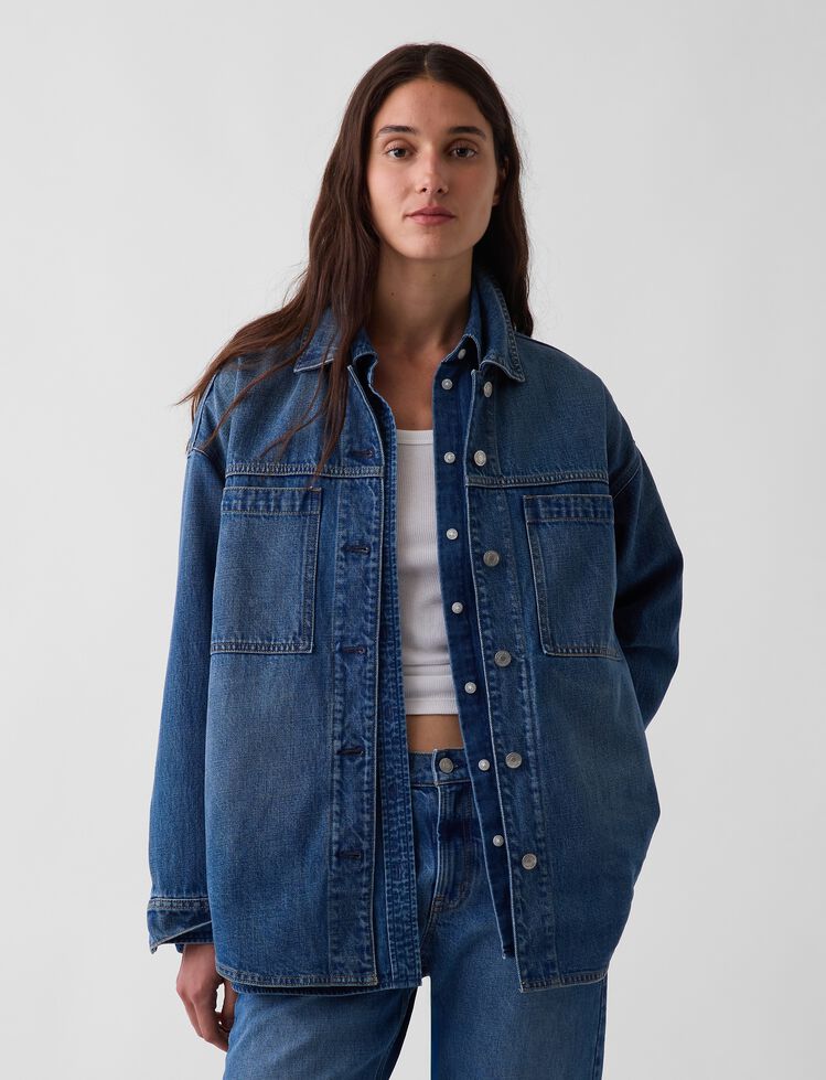 Denim Oversized Shirt Jacket gap denim oversized shirt jacket