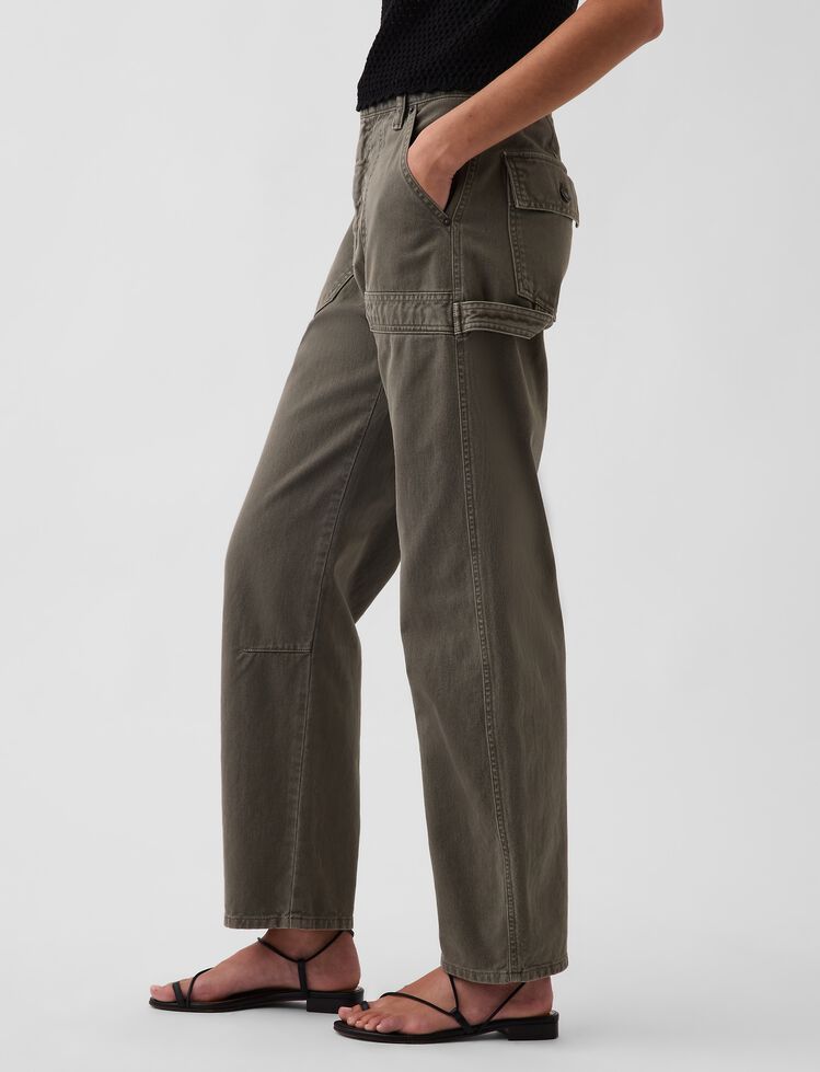 Mid Rise Barrel Utility Ankle Pants gap mid rise barrel utility ankle pants