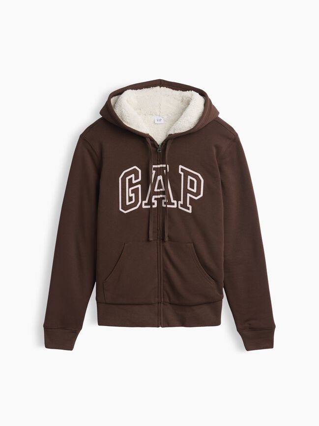 Relaxed Gap Logo Sherpa-Lined Zip Hoodie relaxed gap logo sherpa lined zip hoodie