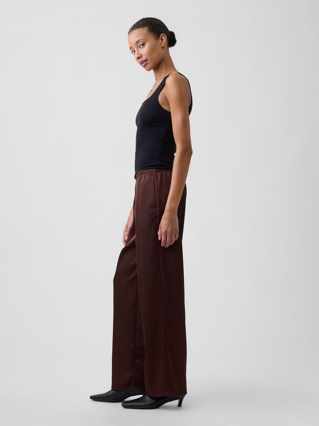 Easy Wide-Leg Satin Pants gap easy wide leg satin pants