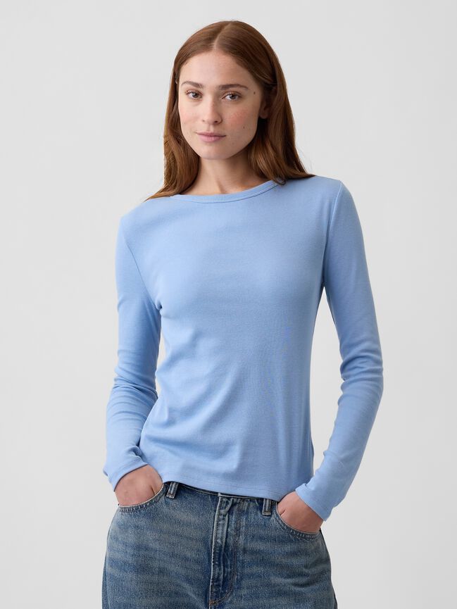 Modern Ribbed Crewneck T-Shirt gap modern ribbed crewneck t shirt