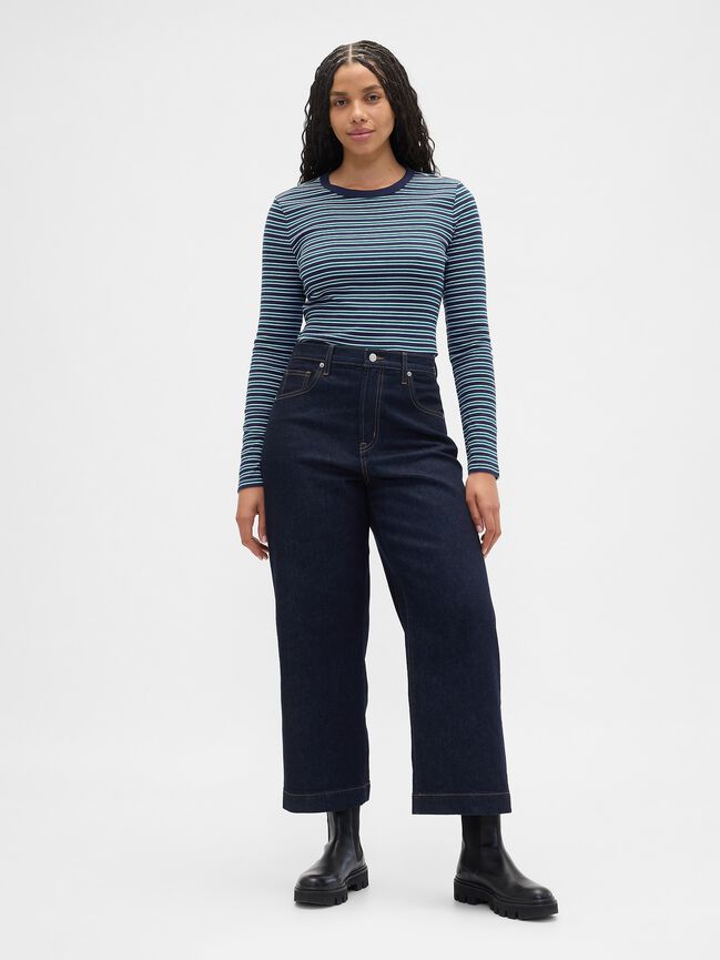 High Rise Wide-Leg Crop Jeans gap high rise wide leg crop jeans