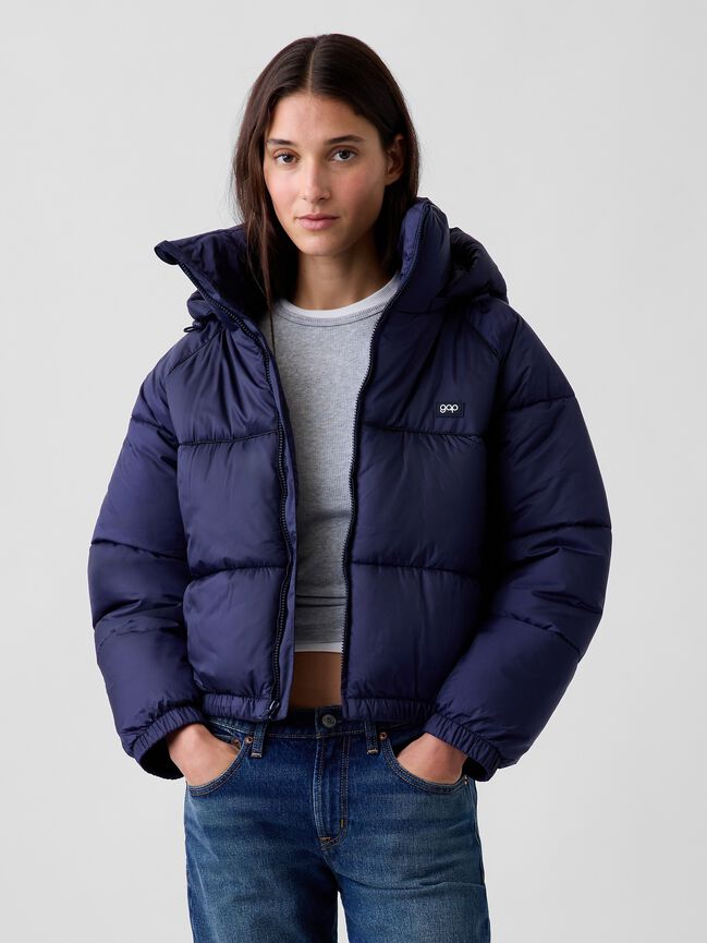Oversized Hooded Crop Puffer Jacket gap oversized hooded crop puffer jacket