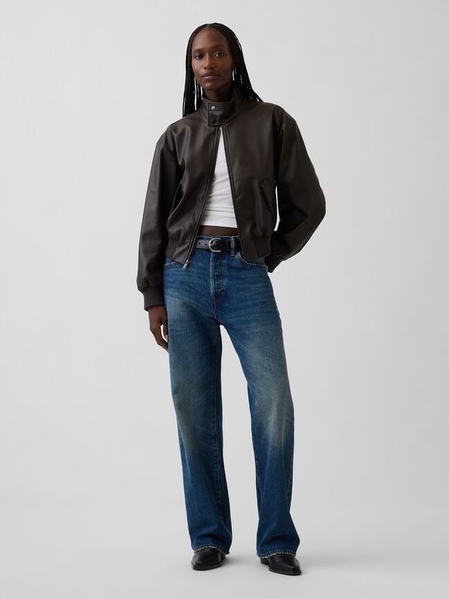 Vegan Leather Bomber Jacket gap vegan leather bomber jacket