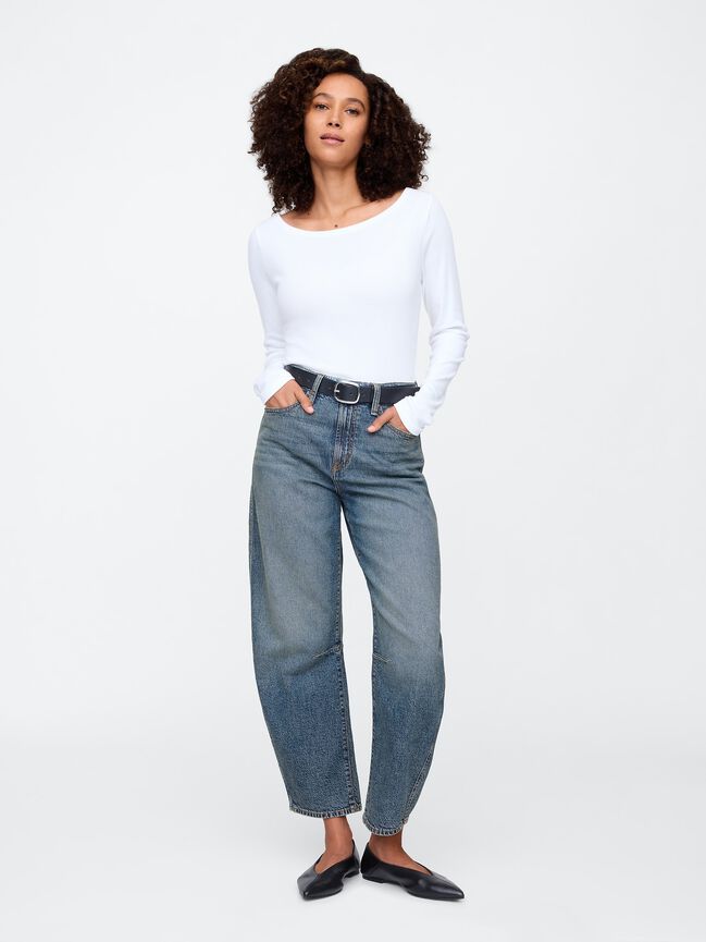 High Rise Barrel Jeans gap high rise barrel jeans