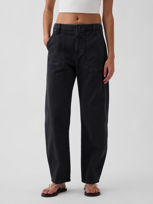 Mid Rise Barrel Utility Ankle Pants gap mid rise barrel utility ankle pants