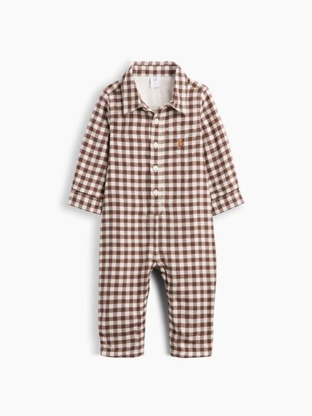 gap baby gingham flannel one piece gap baby gingham flannel one piece