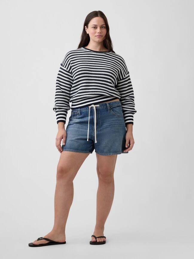 High Rise SuperSoft Drawstring Denim Shorts gap high rise supersoft drawstring denim shorts