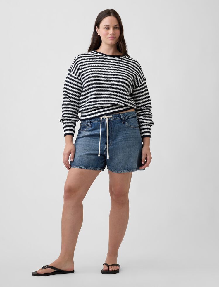 High Rise SuperSoft Drawstring Denim Shorts gap high rise supersoft drawstring denim shorts