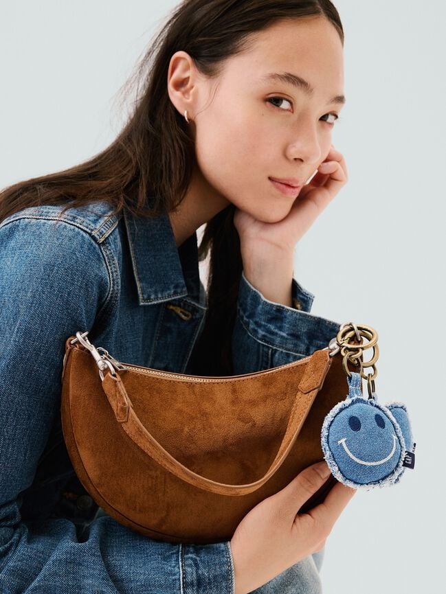 Small Vegan Suede Crescent Crossbody gap small vegan suede crescent crossbody