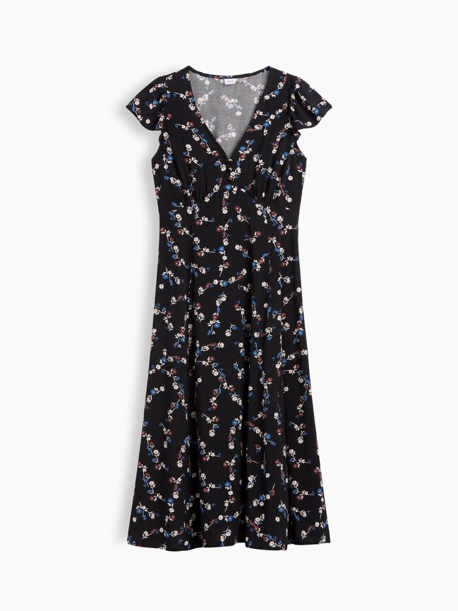 Flutter Sleeve V-Neck Midi Dress gap flutter sleeve v neck midi dress
