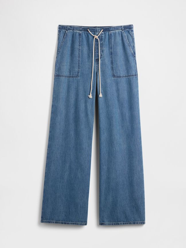 Mid Rise Soft Pull-On Wide-Leg Jeans gap mid rise soft pull on wide leg jeans