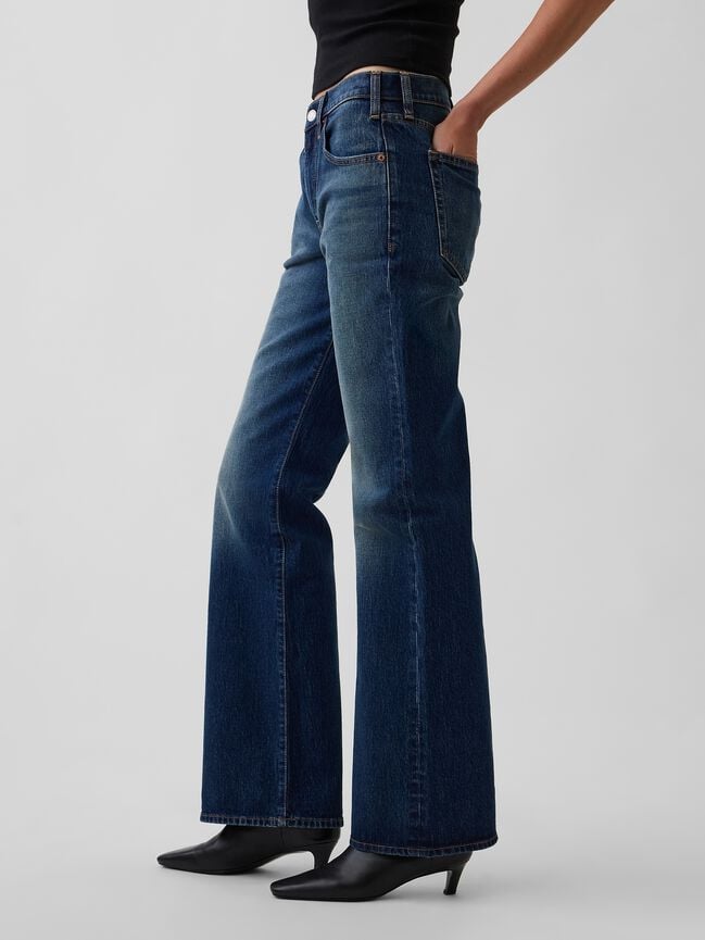 Mid Rise Relaxed Flare Jeans gap mid rise relaxed flare jeans