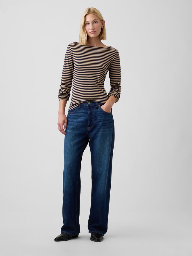 Modern Ribbed Boatneck T-Shirt gap modern ribbed boatneck t shirt
