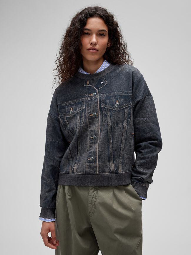 GapStudio Printed Denim Sweatshirt gapstudio printed denim sweatshirt