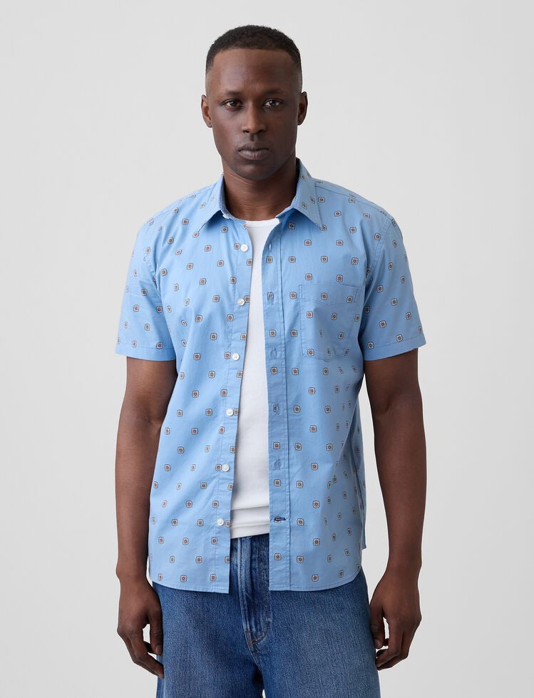 Stretch Poplin Shirt in Standard Fit gap stretch poplin shirt in standard fit