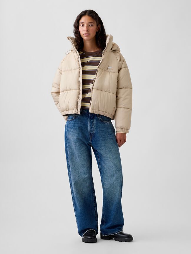 Oversized Hooded Crop Puffer Jacket gap oversized hooded crop puffer jacket