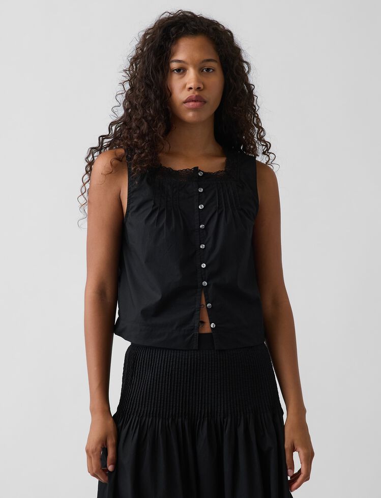 Poplin Pintuck Shell Top gap poplin pintuck shell top