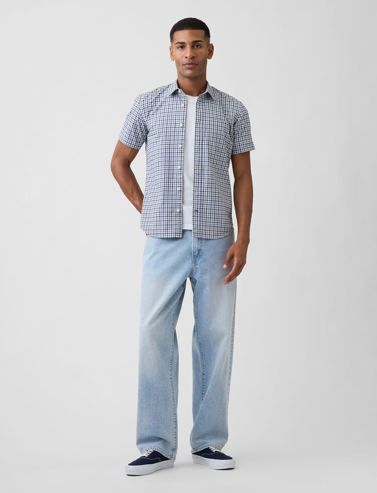 Stretch Poplin Shirt in Standard Fit gap stretch poplin shirt in standard fit