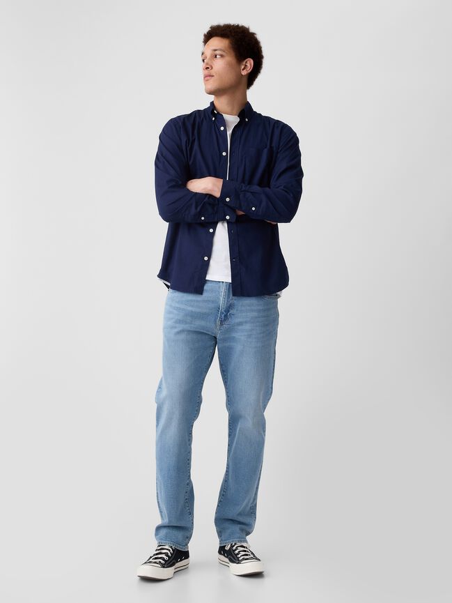 Stretch Poplin Shirt in Slim Fit gap stretch poplin shirt in slim fit