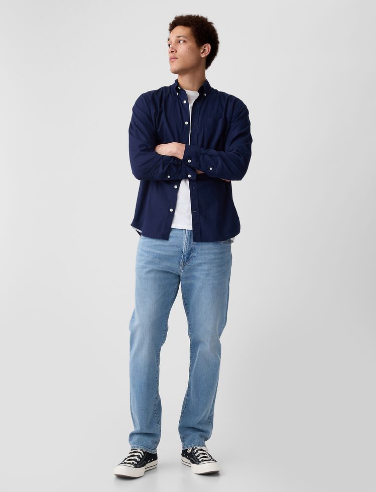 Stretch Poplin Shirt in Slim Fit gap stretch poplin shirt in slim fit