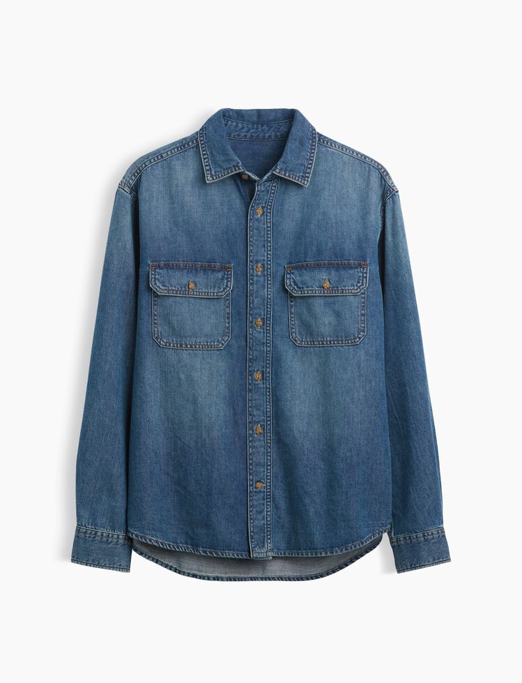UltraSoft Denim Relaxed Utility Shirt gap ultrasoft denim relaxed utility shirt