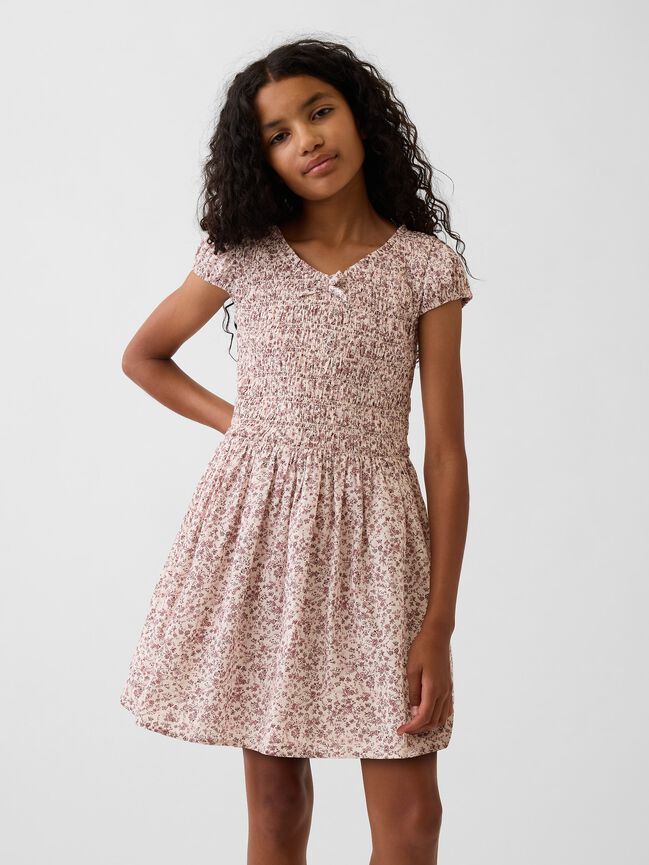 Kids Smocked Print Dress gap kids smocked print dress