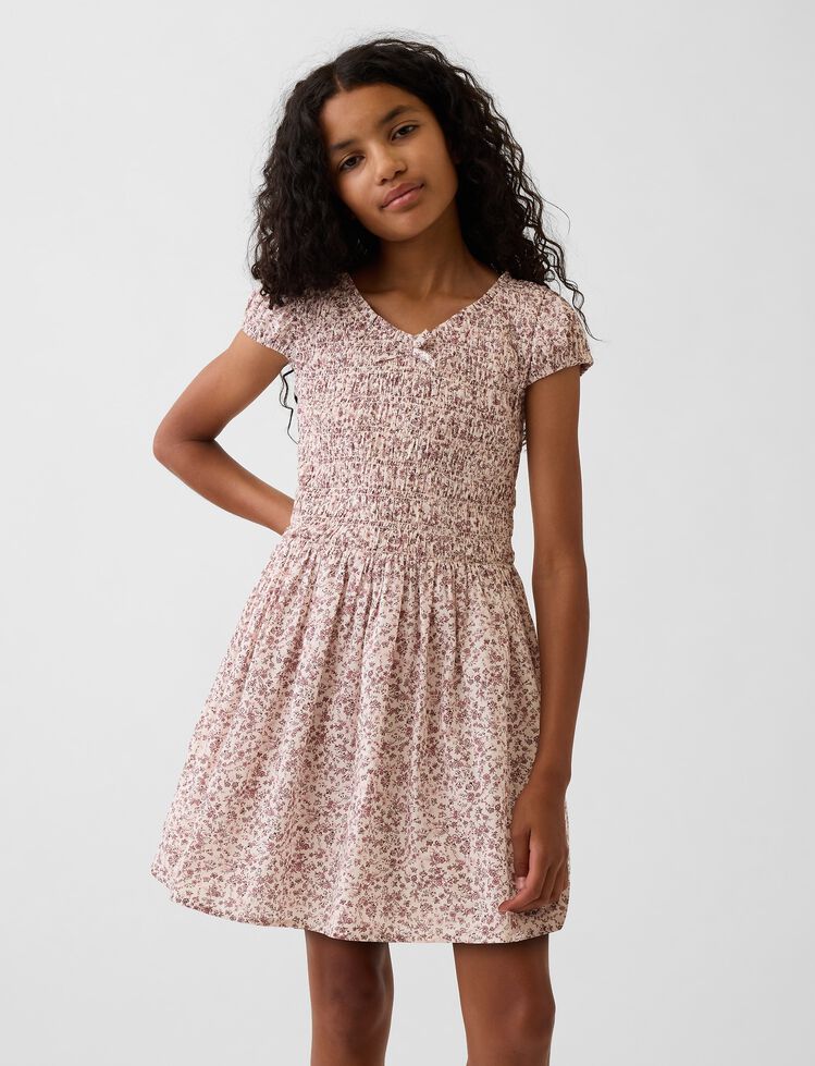 Kids Smocked Print Dress gap kids smocked print dress