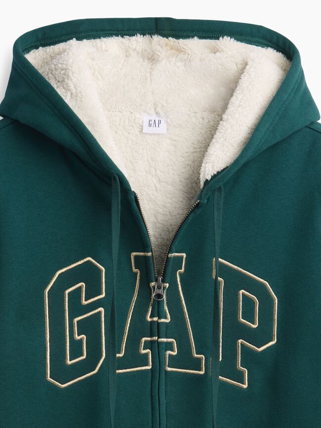 Relaxed Gap Logo Sherpa-Lined Zip Hoodie relaxed gap logo sherpa lined zip hoodie
