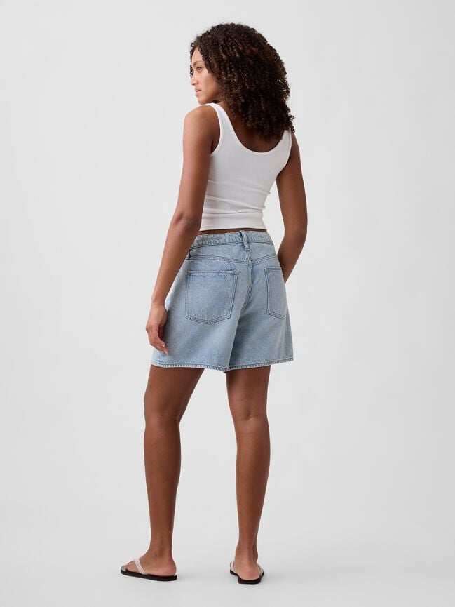 5" Mid Rise SuperSoft Drawstring Denim Shorts gap 5 mid rise supersoft drawstring denim shorts