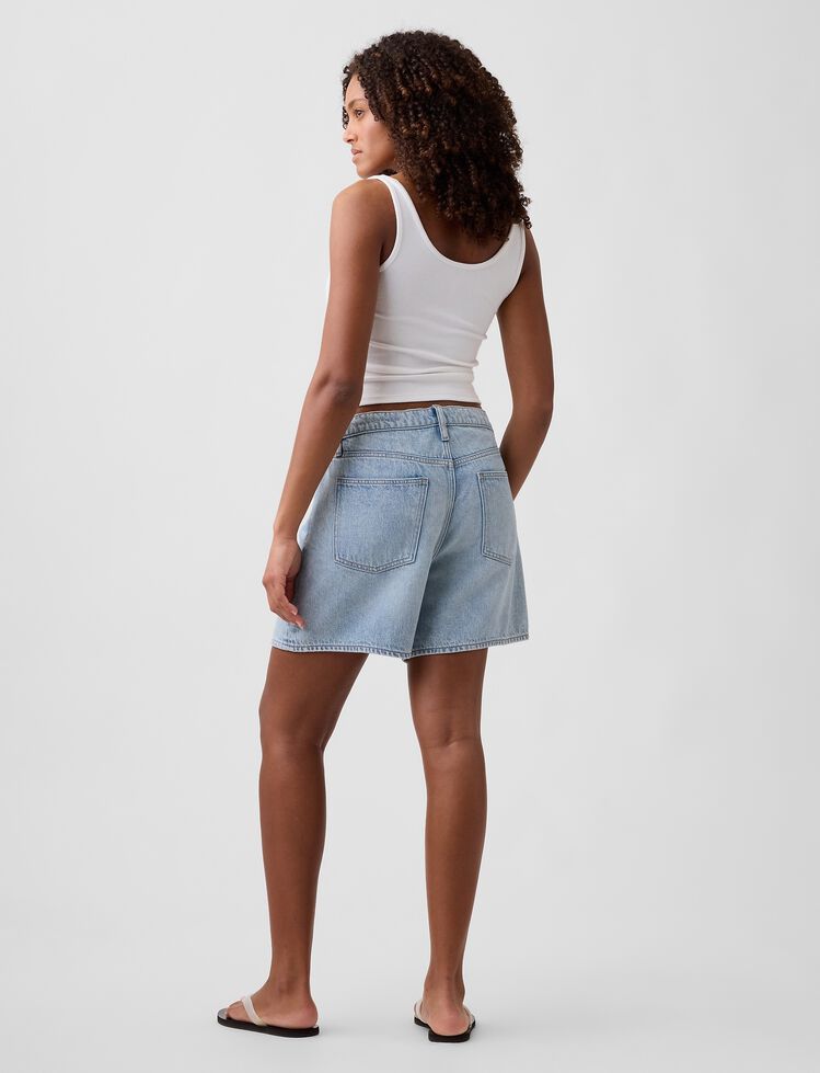 5" Mid Rise SuperSoft Drawstring Denim Shorts gap 5 mid rise supersoft drawstring denim shorts