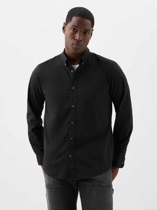 Stretch Poplin Shirt in Standard Fit gap stretch poplin shirt in standard fit