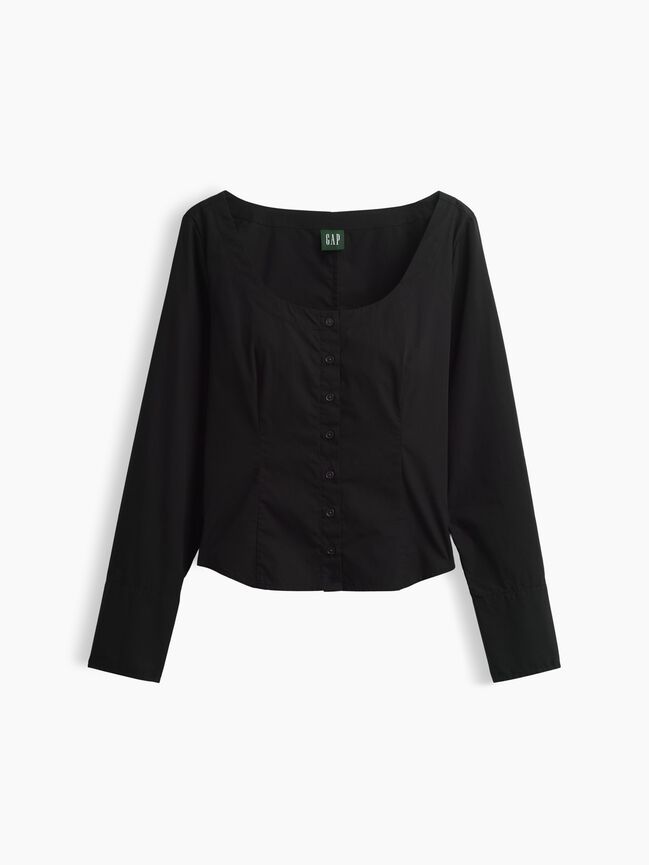 Organic Cotton Poplin Scoop Neck Top gap organic cotton poplin scoop neck top