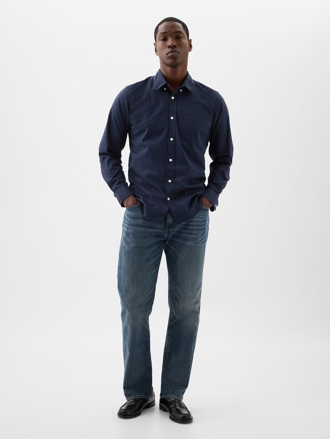 Stretch Poplin Shirt in Standard Fit gap stretch poplin shirt in standard fit