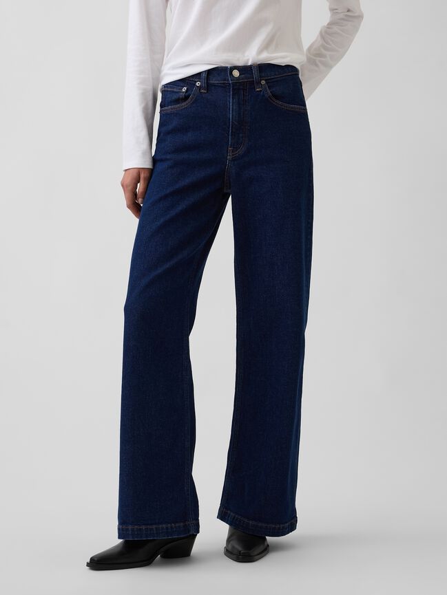 High Rise Stride Wide-Leg Jeans gap high rise stride wide leg jeans