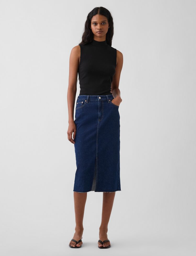 Denim Midi Pencil Skirt gap denim midi pencil skirt