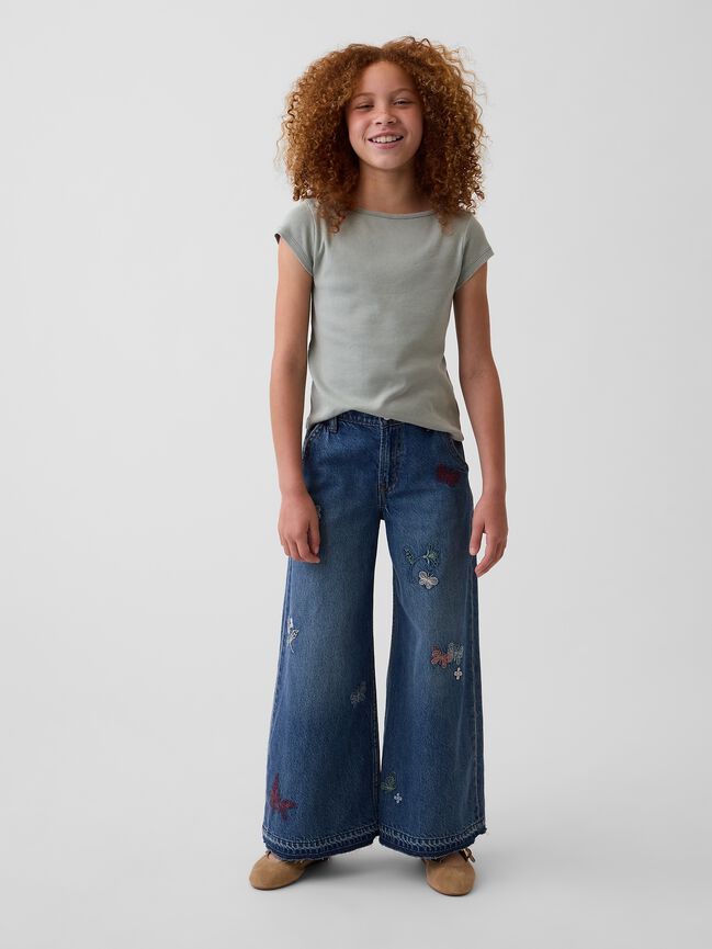 Kids Low Rise Embroidered Baggy Jeans gap kids low rise embroidered baggy jeans