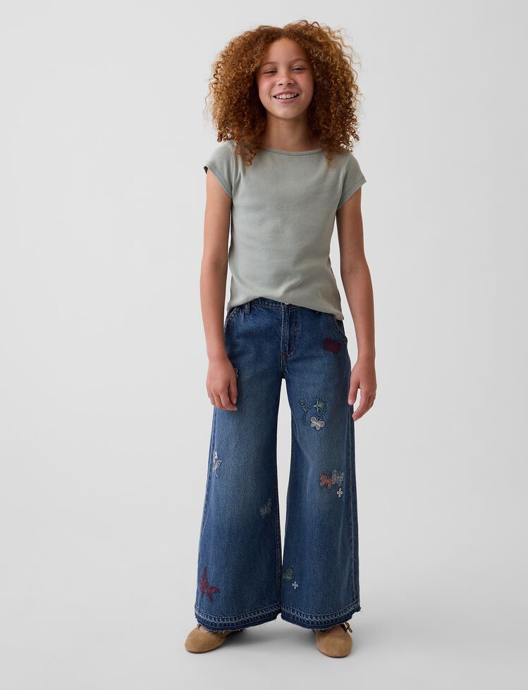Kids Low Rise Embroidered Baggy Jeans gap kids low rise embroidered baggy jeans