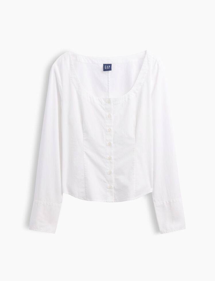 Organic Cotton Poplin Scoop Neck Top gap organic cotton poplin scoop neck top